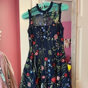 Navy blue embroidered dress
